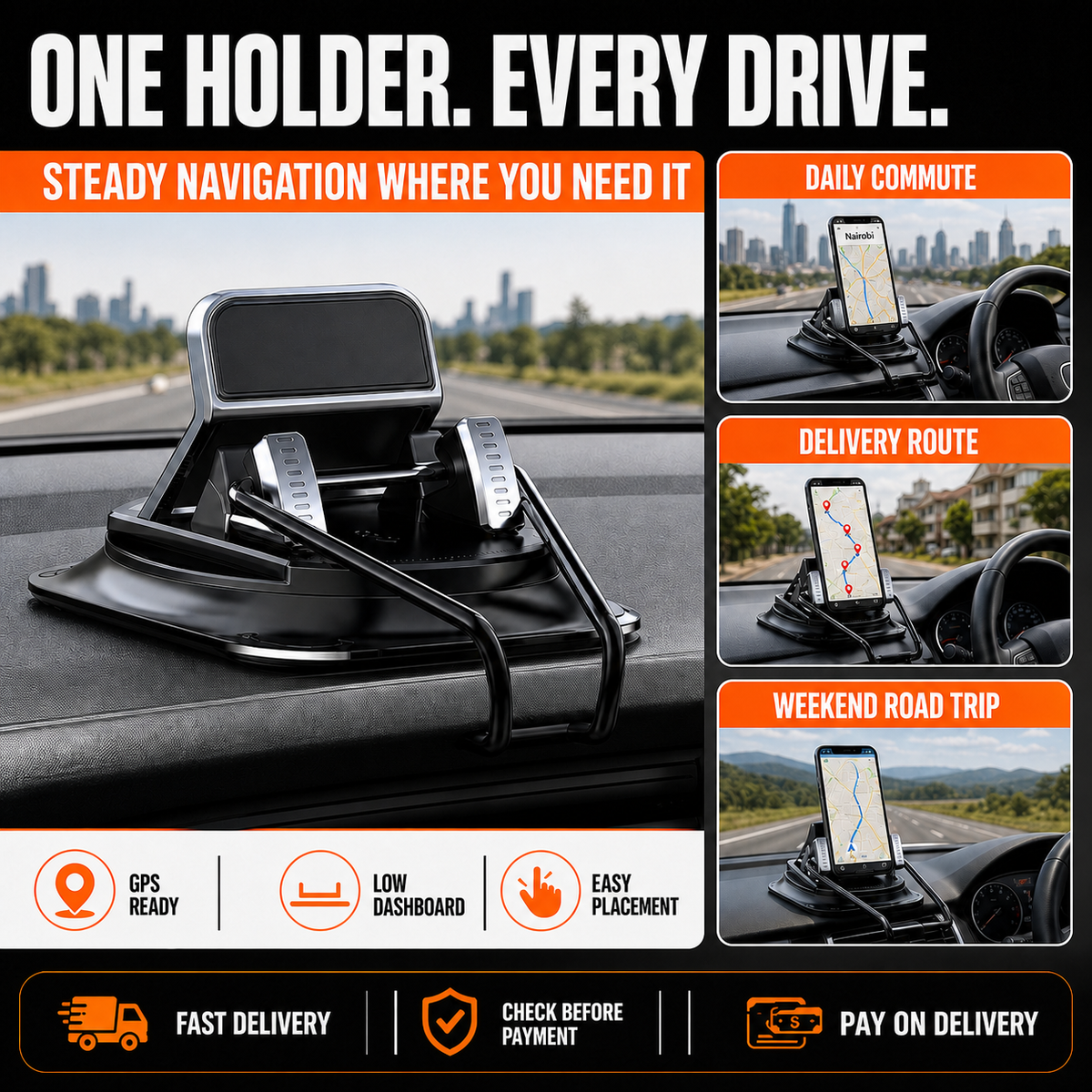 🔥 HOT SALE 🔥 Keep your map steady and your road view clear with a mechanical low-dashboard phone holder.