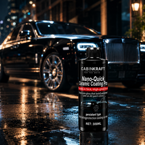 Ceramic coating on car windshield glass — water sheets off cleanly