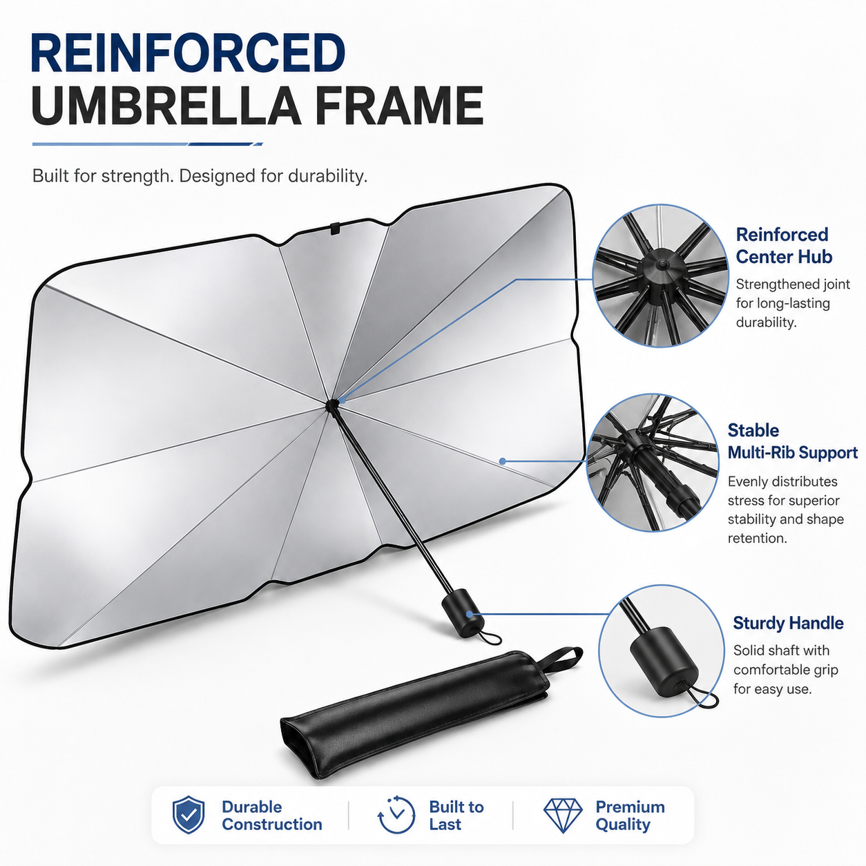 Folded sunshade fits in door pocket or under visor