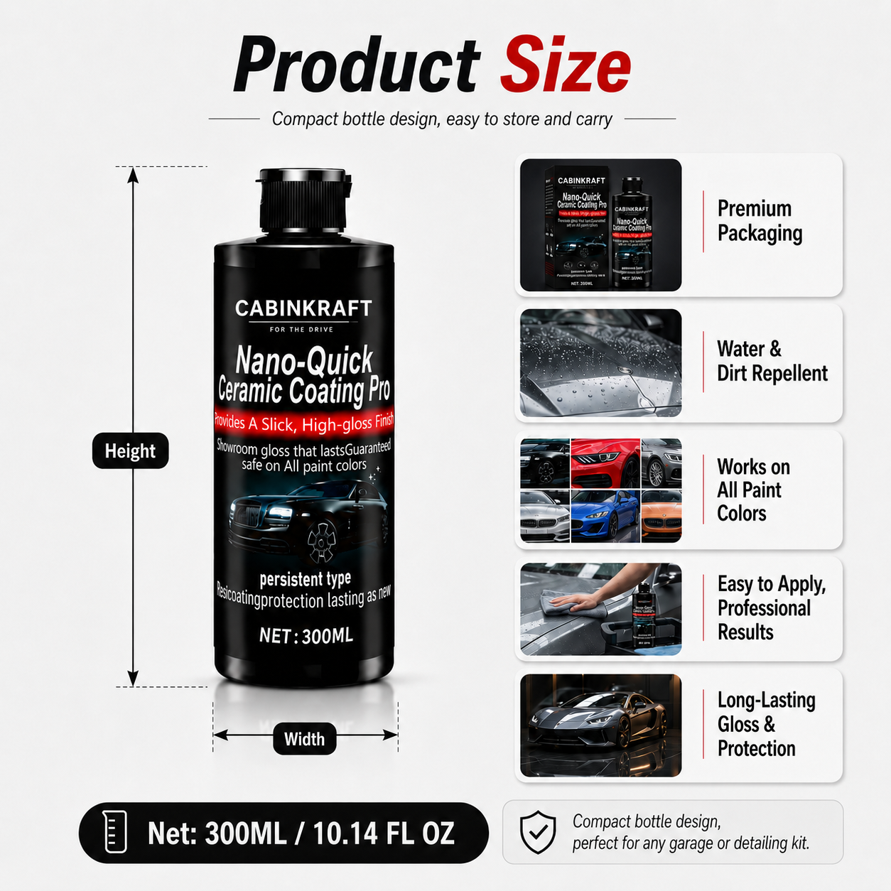 CabinKraft nano-ceramic coating 300ml bottle — hydrophobic shield