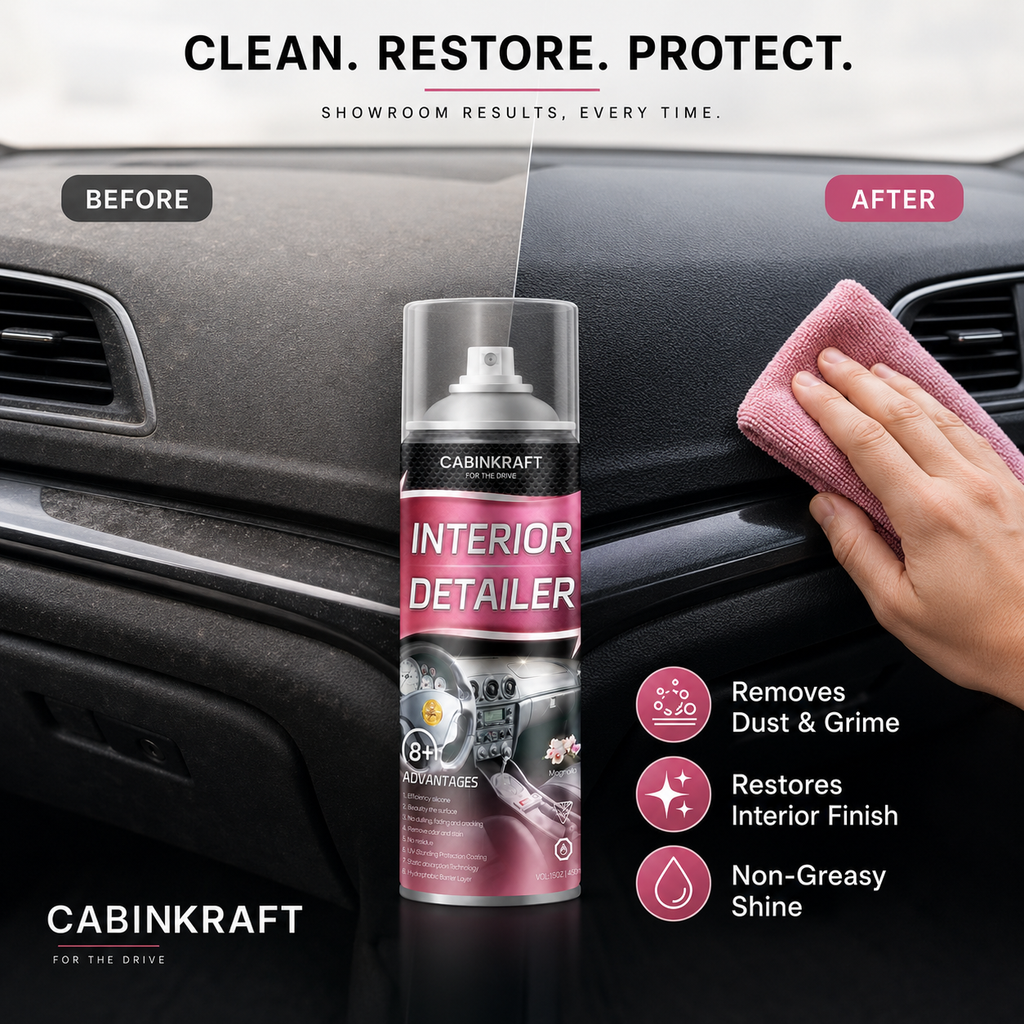 CabinKraft 15 oz detailer — label, directions, and multi-surface icons