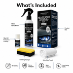 CabinKraft restoration fluid on SUV headlight assembly