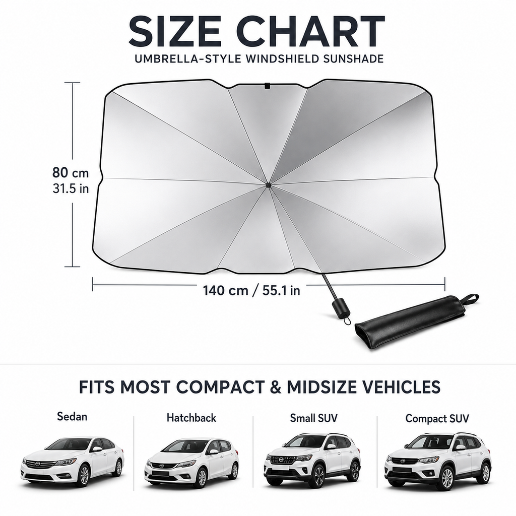 Foldable Windshield Sunshade, Universal Fit, Silver, product image 3