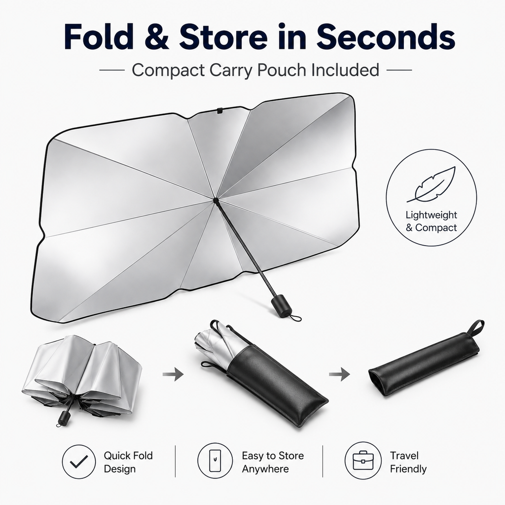 CabinKraft sunshade folding — accordion-fold compact step